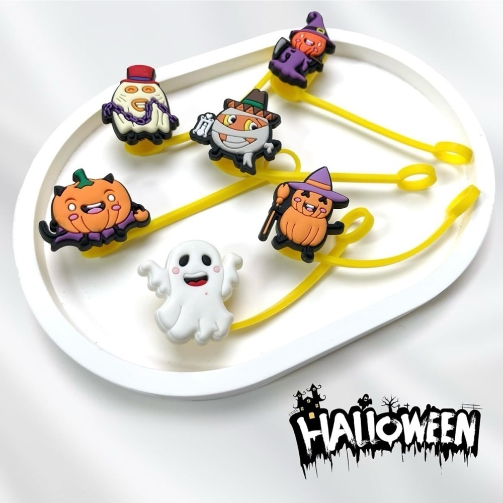 6Pcs Halloween Straw Covers Cap for Stanley Tumblers Cup, 10mm Fall Straw Topper